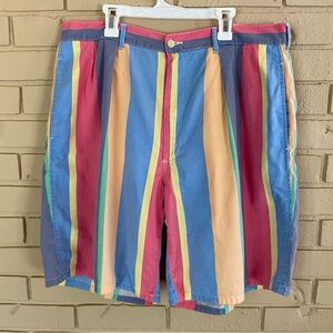 Vintage 90s Polo Ralph Lauren Preppy Pastel Striped Shorts Size 36 Made In USA